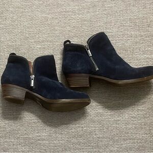 Lucky Brand Dark Blue Suede Ankle Boots